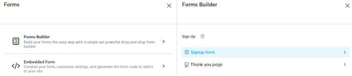 forms builder, sign up form